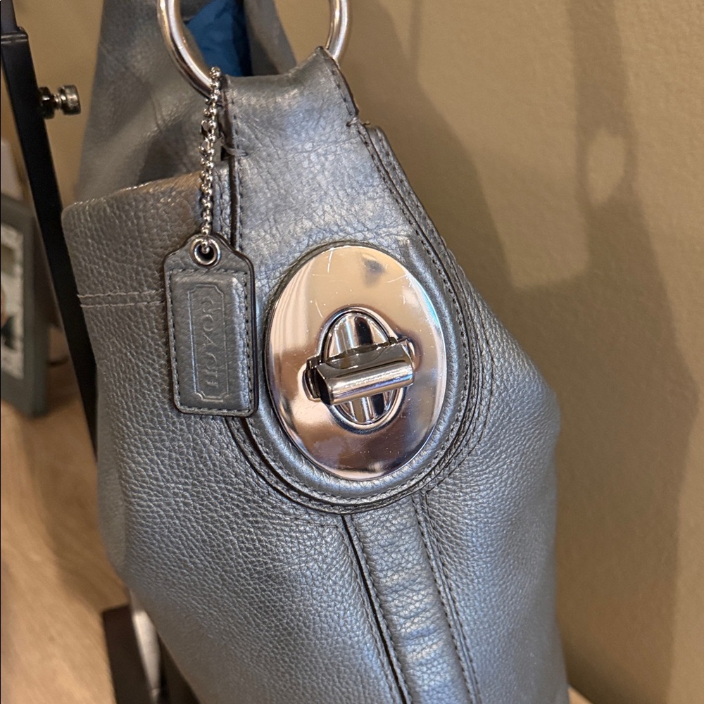 Coach Penelope Hobo Shoulder Bag Gray/Silver - Picture 3 of 11